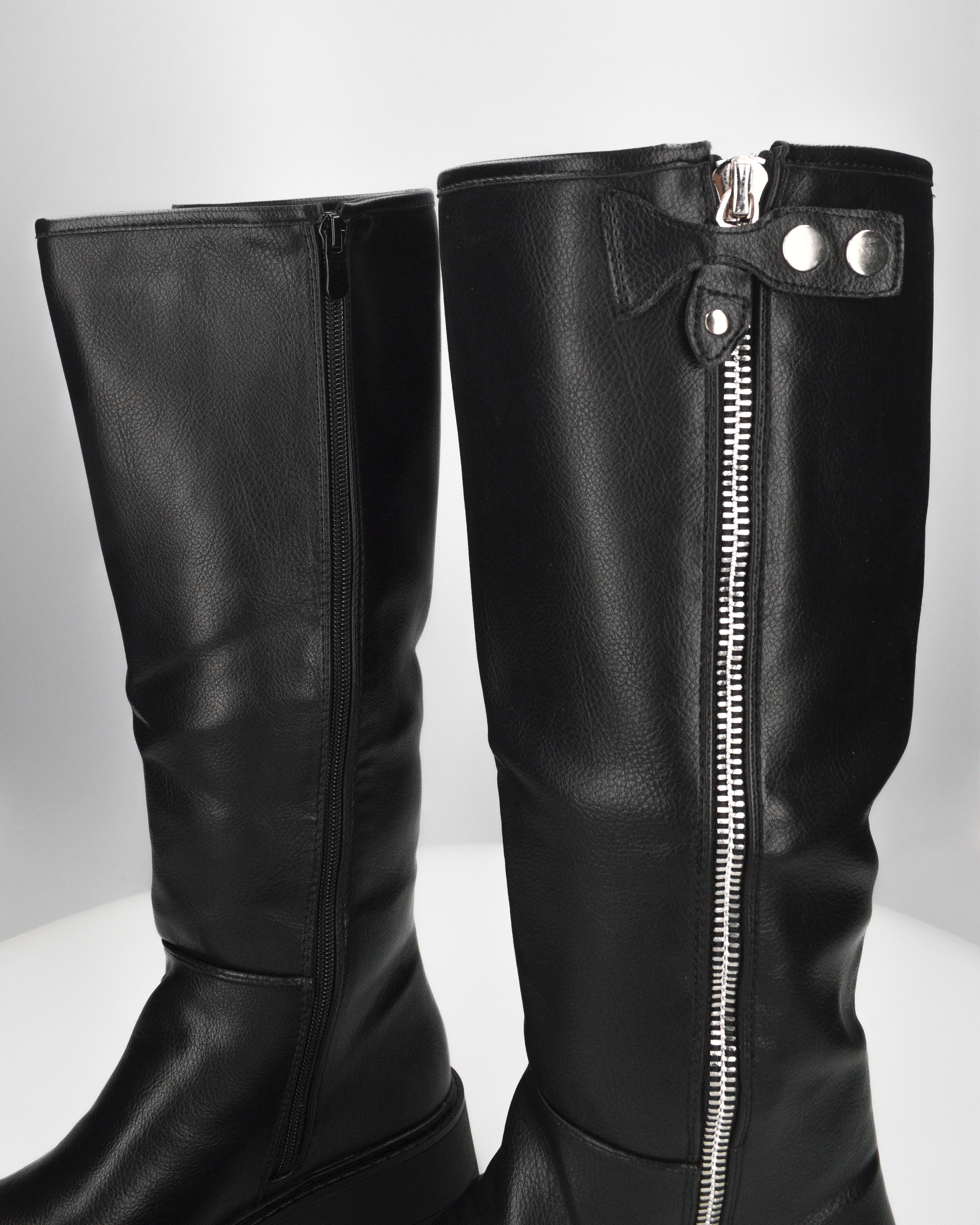 ALICE - stivale alto nero stile anfibio con doppia zip e suola carrarmato