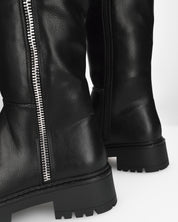 ALICE - stivale alto nero stile anfibio con doppia zip e suola carrarmato