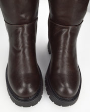 ALICE - stivale alto marrone stile anfibio con doppia zip e suola carrarmato