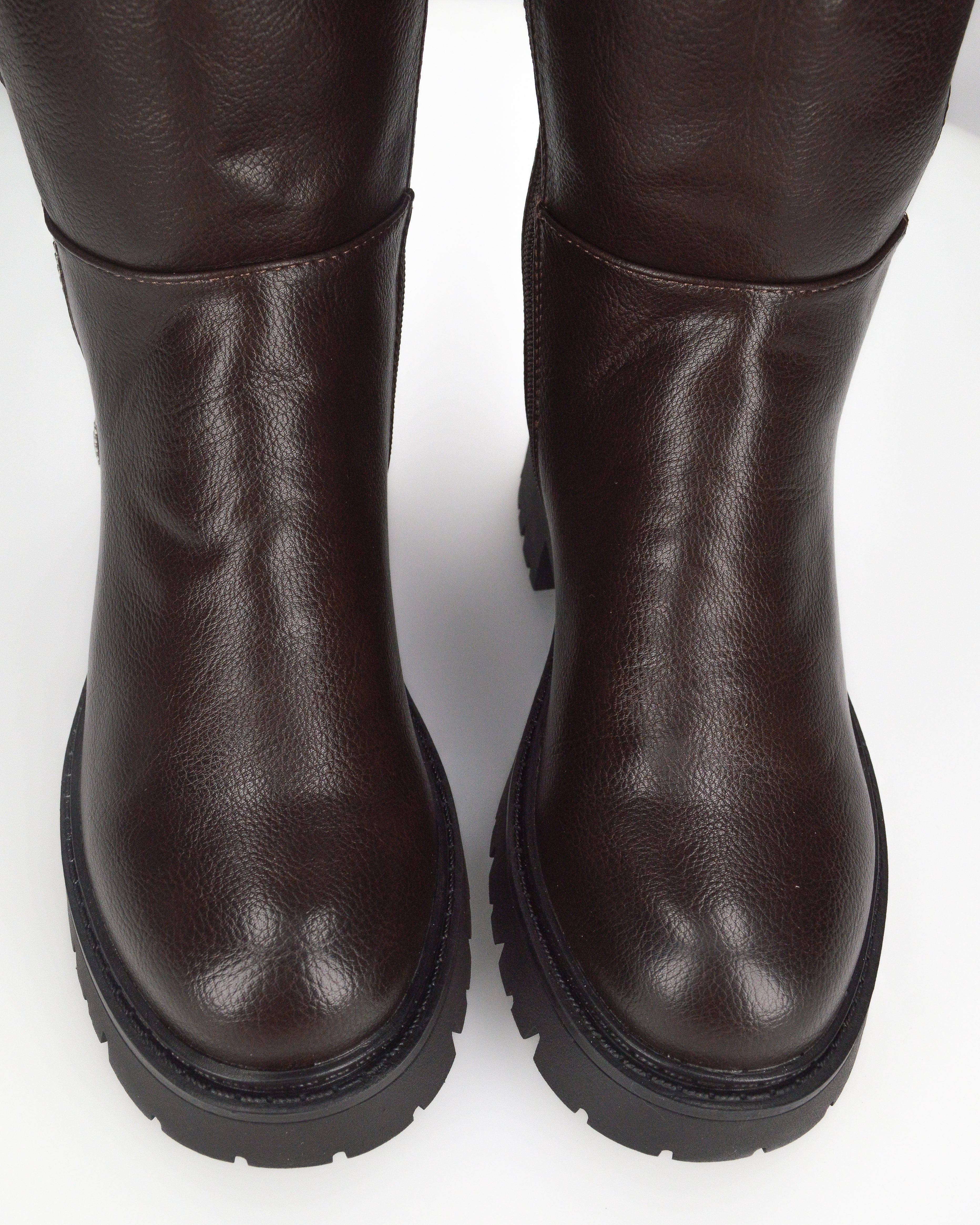 ALICE - stivale alto marrone stile anfibio con doppia zip e suola carrarmato