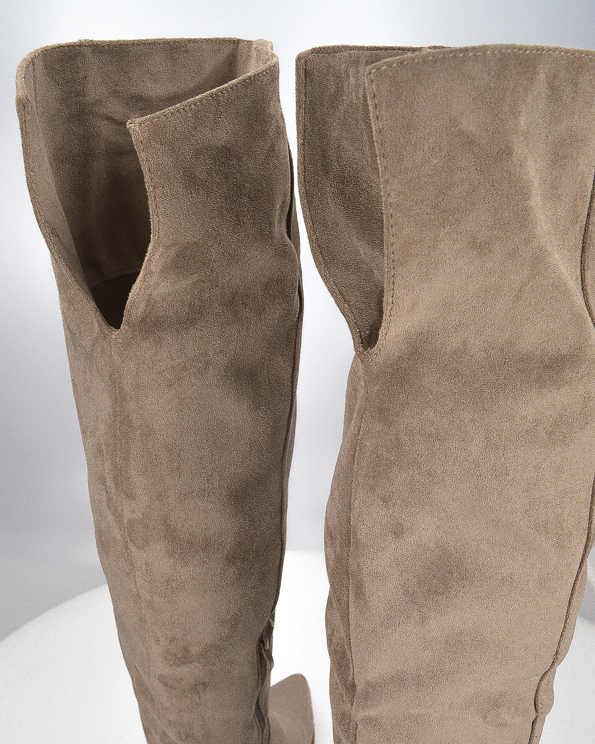 LIVY - stivale alto in simil camoscio khaki risvoltabile con tacco
