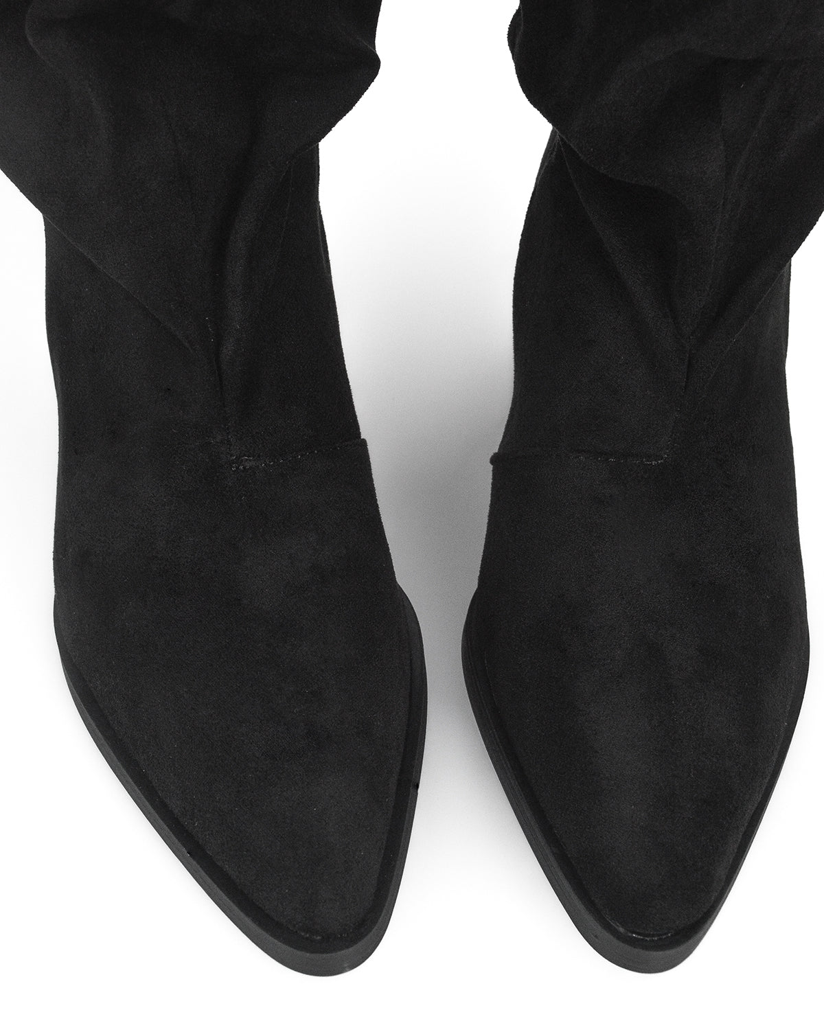 BONITA - stivali alti arricciati slouchy in ecocamoscio nero con tacco texano