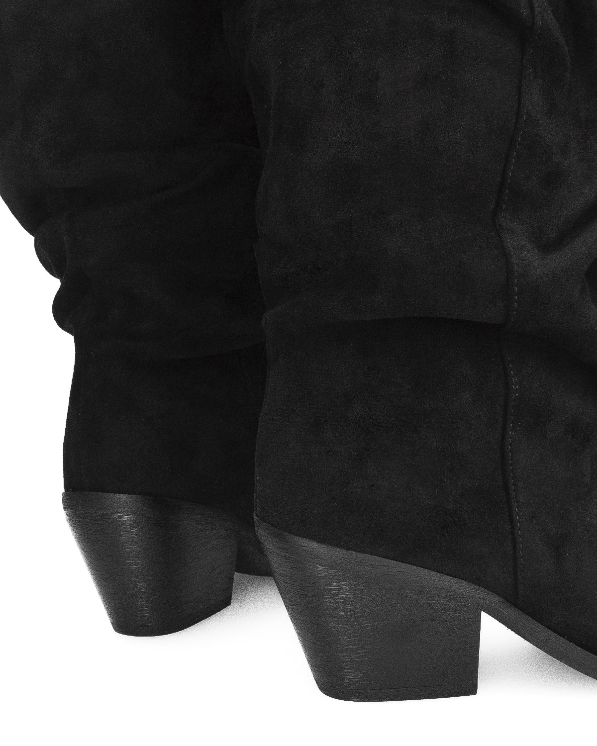 BONITA - stivali alti arricciati slouchy in ecocamoscio nero con tacco texano