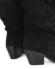 BONITA - stivali alti arricciati slouchy in ecocamoscio nero con tacco texano