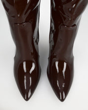 KAMYA - stivali alti in glassy marrone con cerniera
