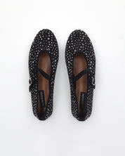 LUANA - ballerine Mary Jane scamosciate nere con strass e cinturino