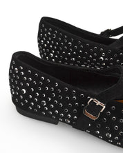 LUANA - ballerine Mary Jane scamosciate nere con strass e cinturino