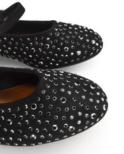 LUANA - ballerine Mary Jane scamosciate nere con strass e cinturino