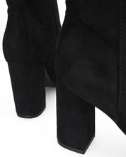 PETRA - stivaletti ankle boot nero scamosciato con tacco largo e scollatura texana