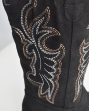 JIMI - stivali camperos texani neri con decorazioni ricamate