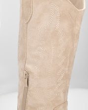 VITA - camperos texani in camoscio beige chiaro con ricami e zip