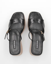 NAILA - sandali platform neri con suola effetto sughero e cinturino regolabile