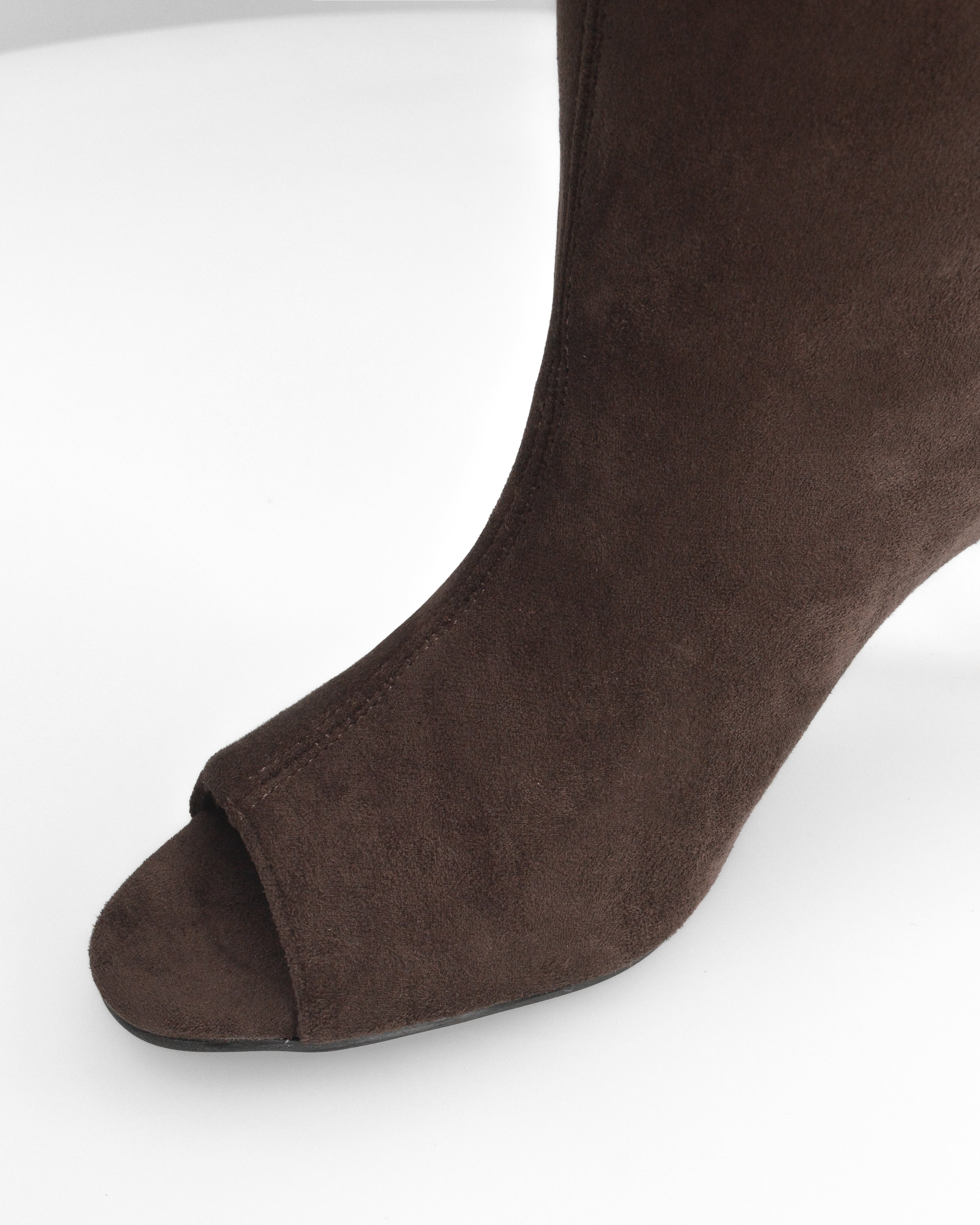 CLOH - stivali alti marroni con punta open-toe