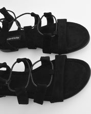 XIMENA - sandali flat neri con lacci