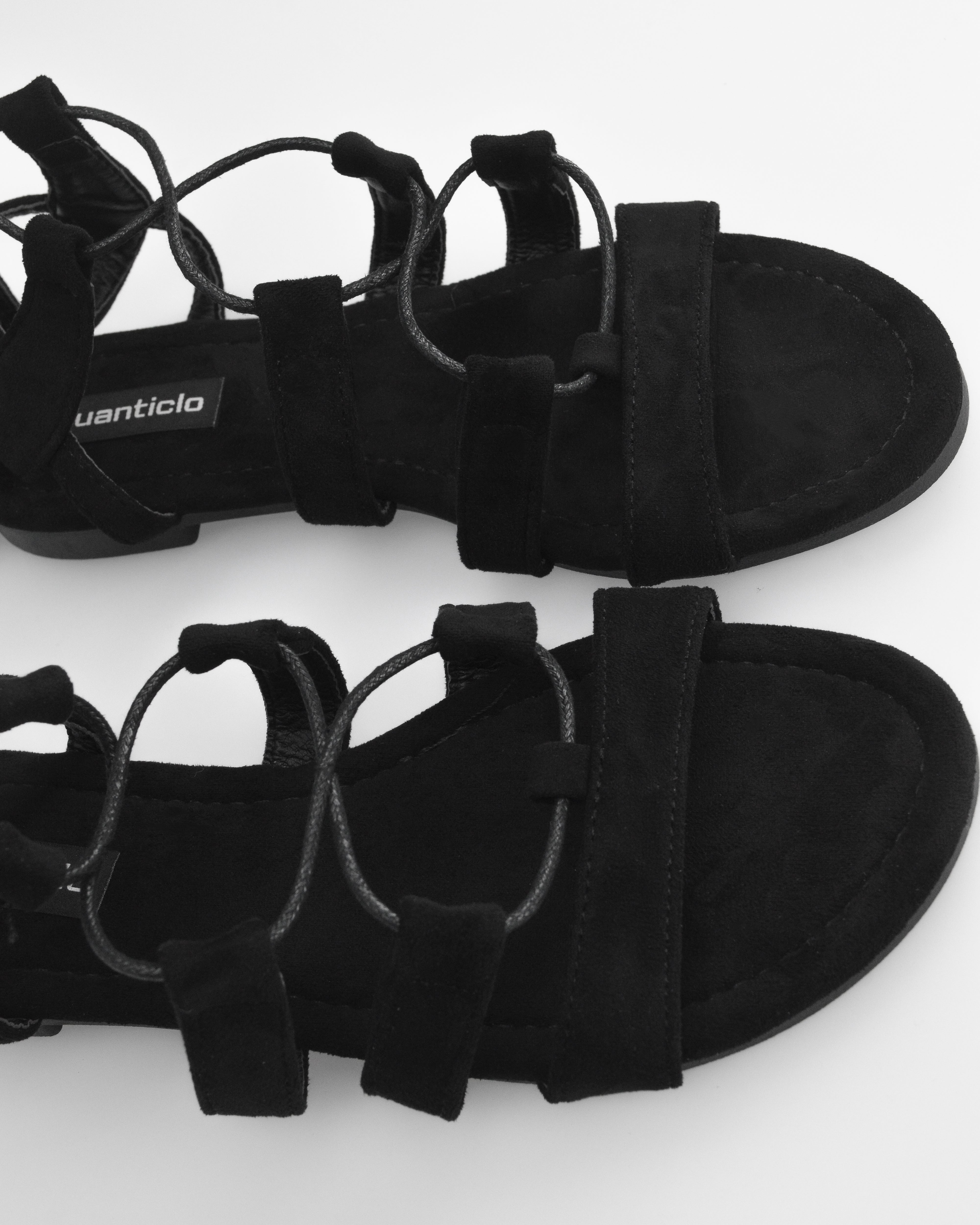 XIMENA - sandali flat neri con lacci