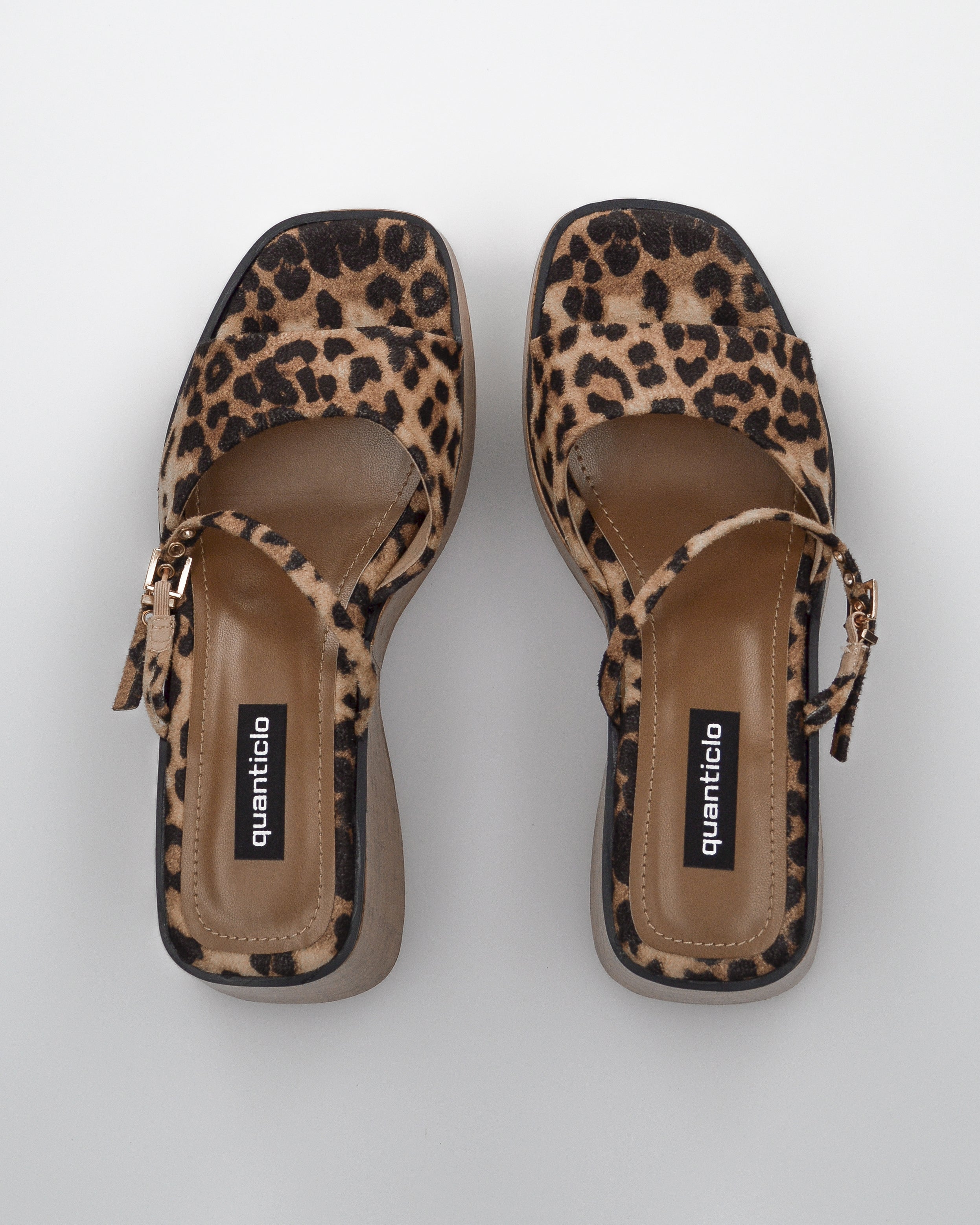 NAILA - sandali platform leopardati con suola effetto sughero e cinturino regolabile