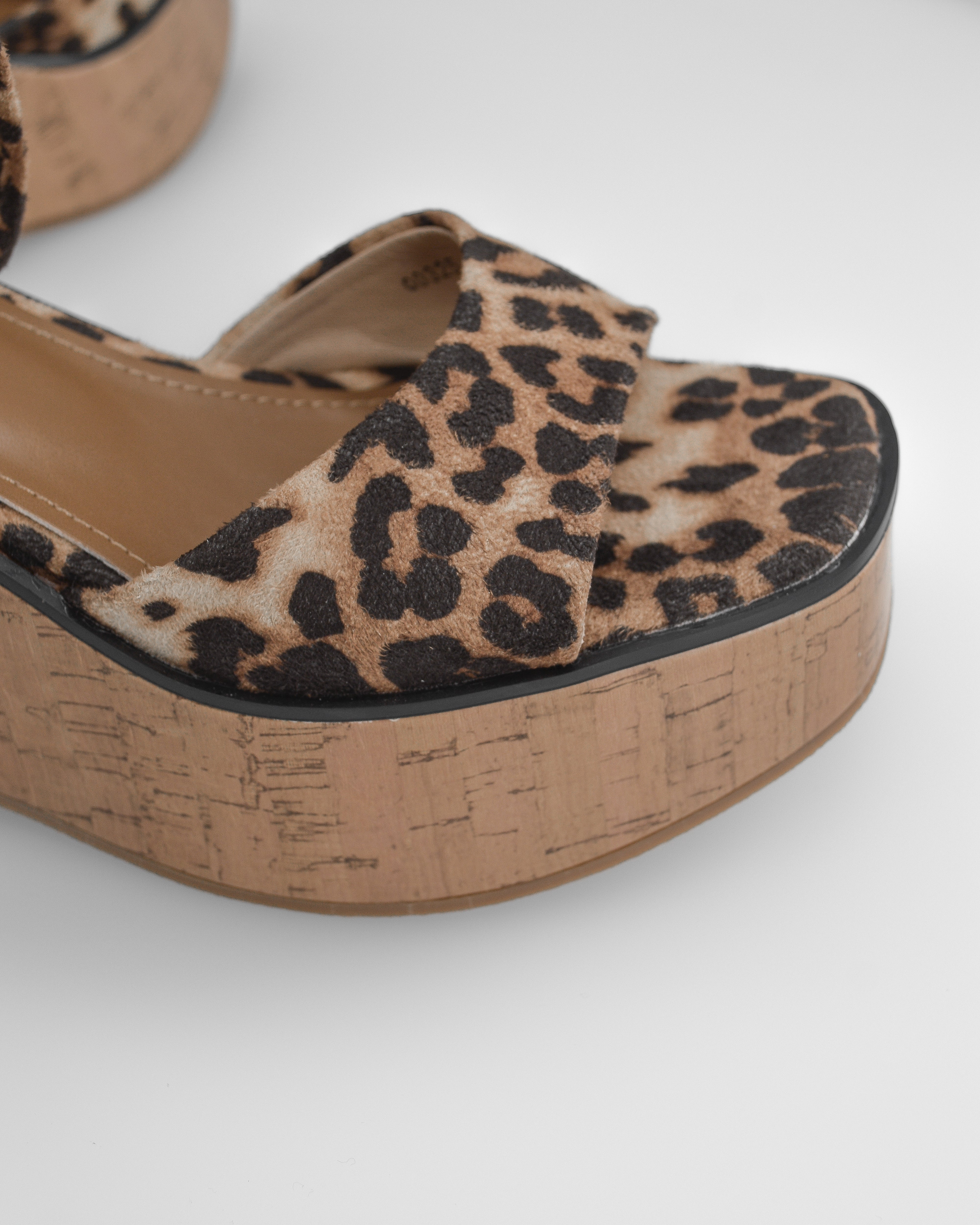 NAILA - sandali platform leopardati con suola effetto sughero e cinturino regolabile