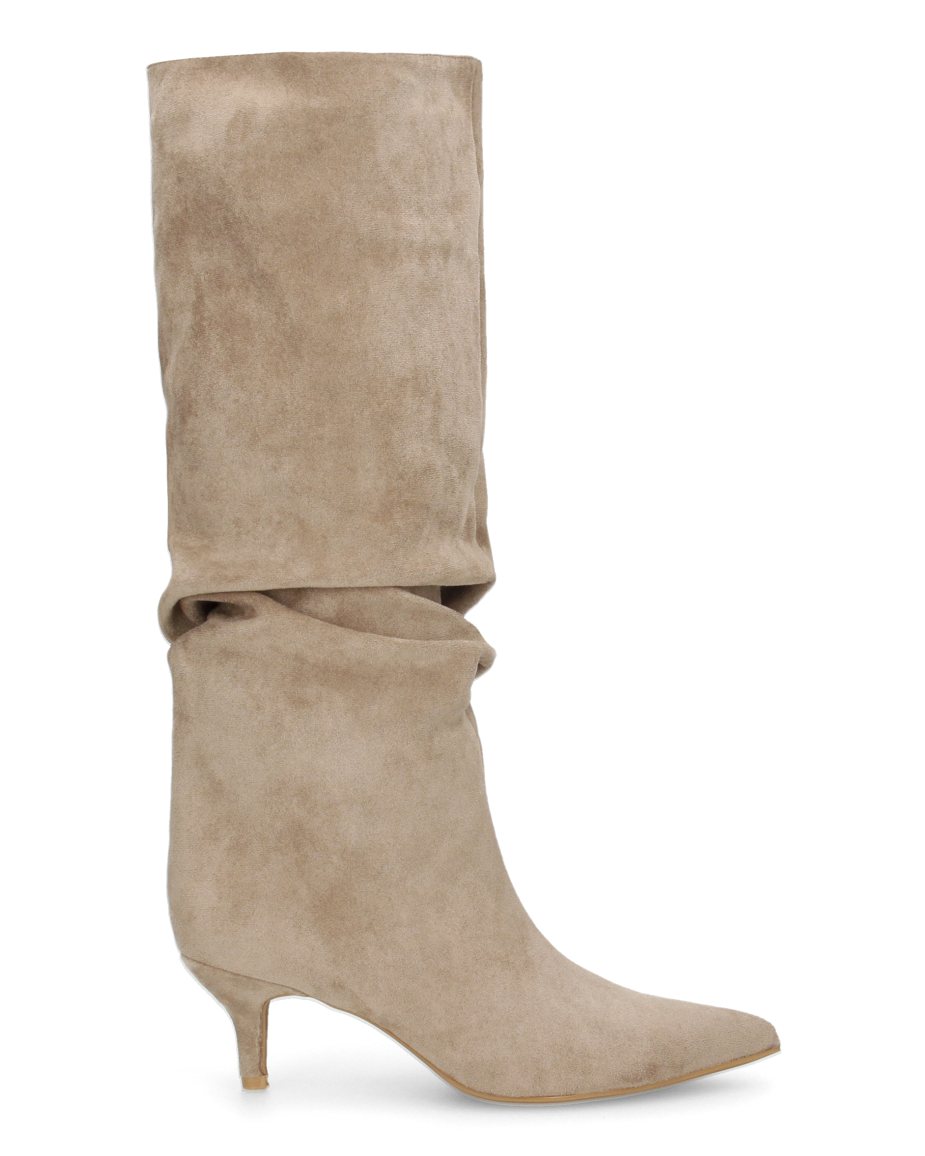 DAPHNE - stivali alti beige con effetto arricciato sul gambale