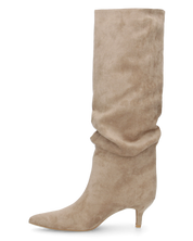 DAPHNE - stivali alti beige con effetto arricciato sul gambale