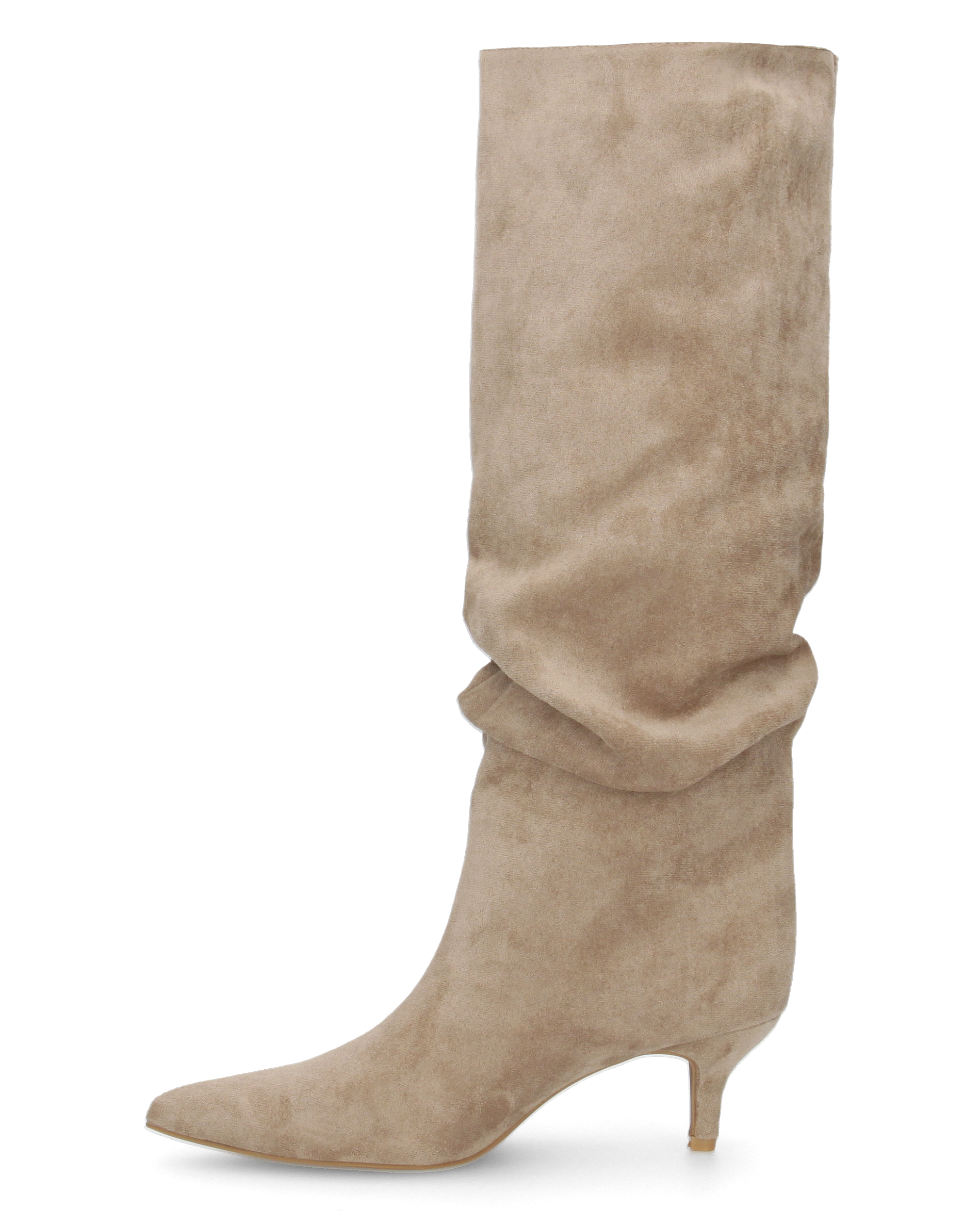 DAPHNE - stivali alti beige con effetto arricciato sul gambale