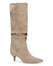 DAPHNE - stivali alti beige con effetto arricciato sul gambale