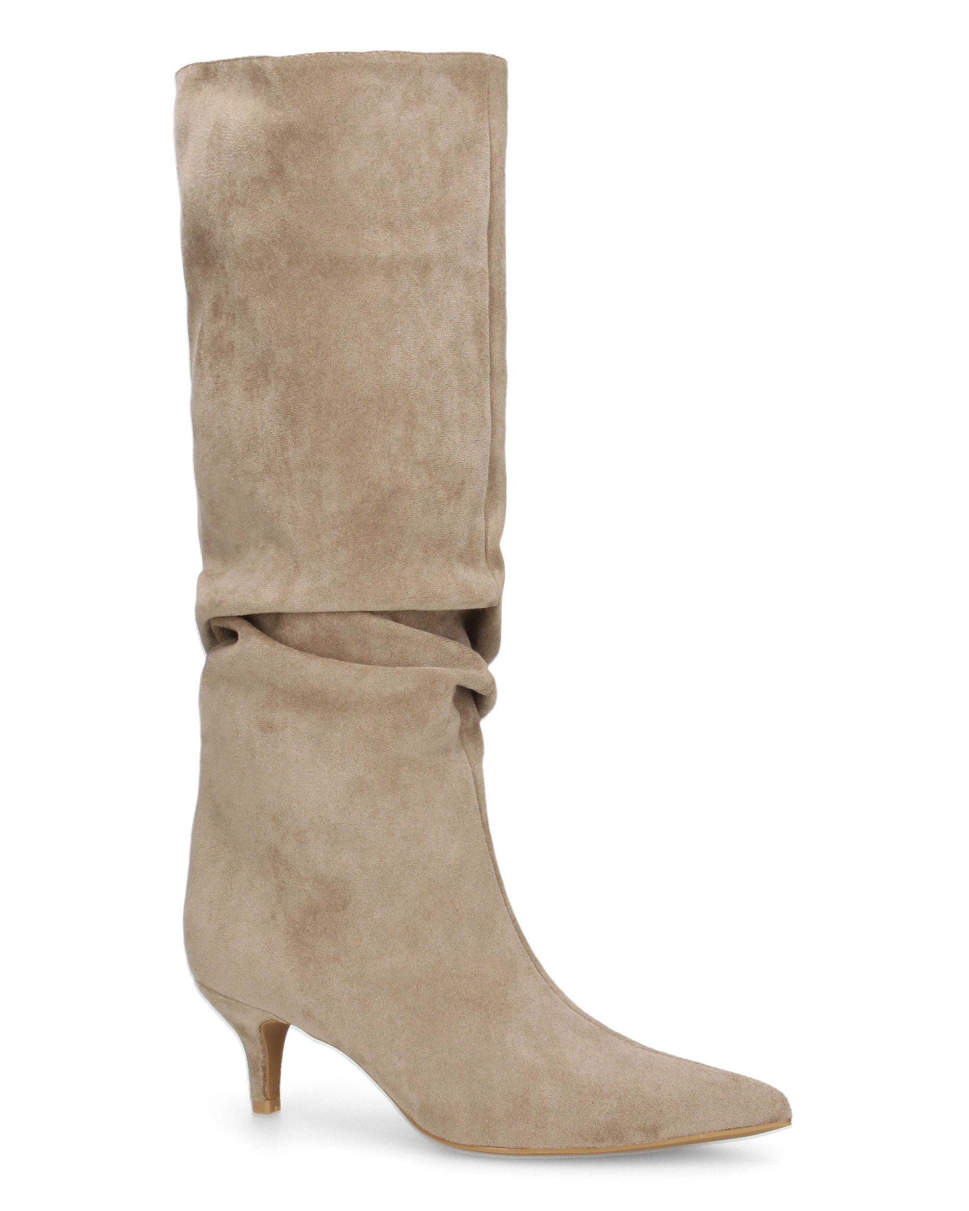 DAPHNE - stivali alti beige con effetto arricciato sul gambale