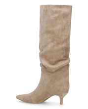 DAPHNE - stivali alti beige con effetto arricciato sul gambale