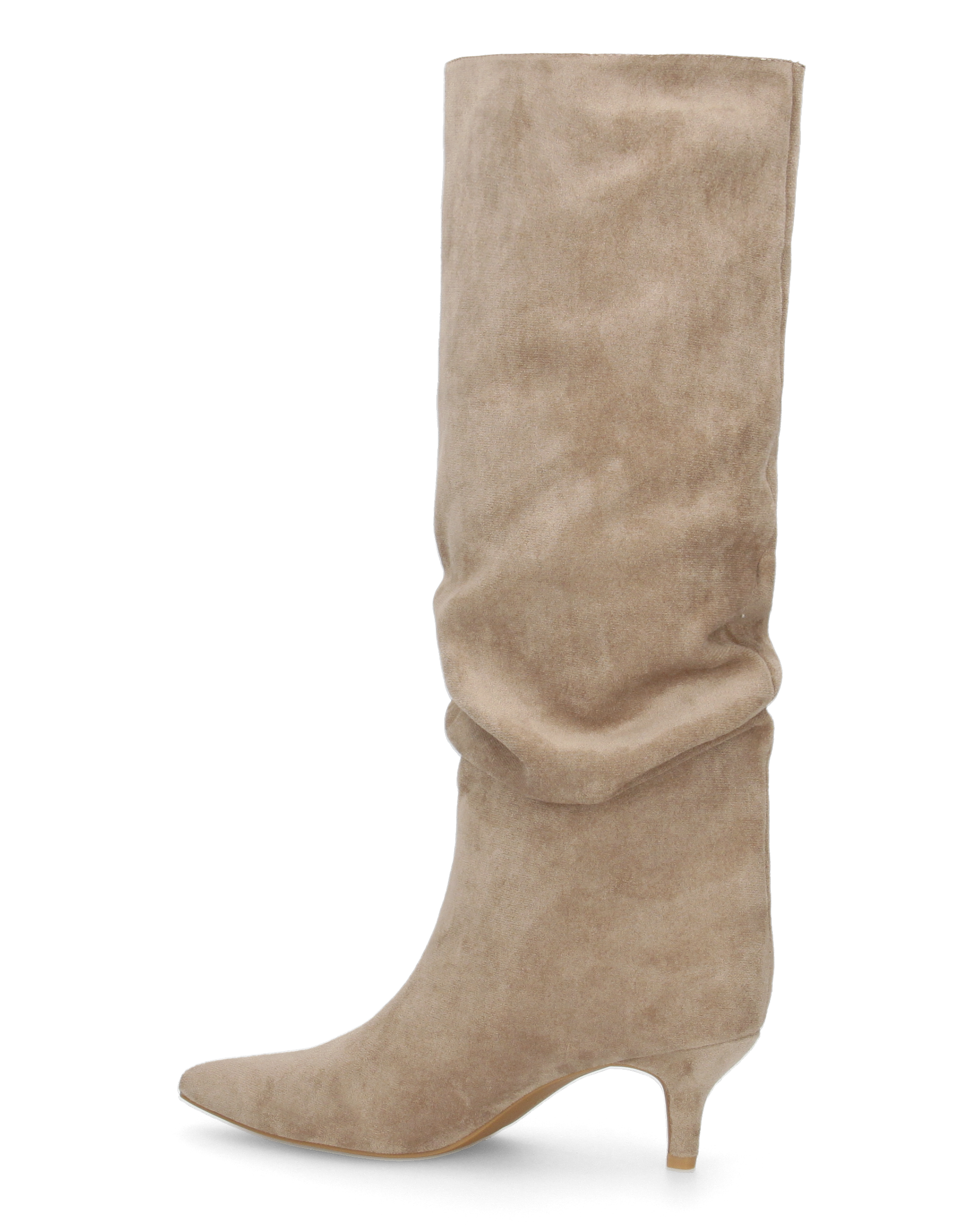 DAPHNE - stivali alti beige con effetto arricciato sul gambale