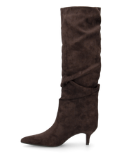 DAPHNE - stivali alti marroni con effetto arricciato sul gambale