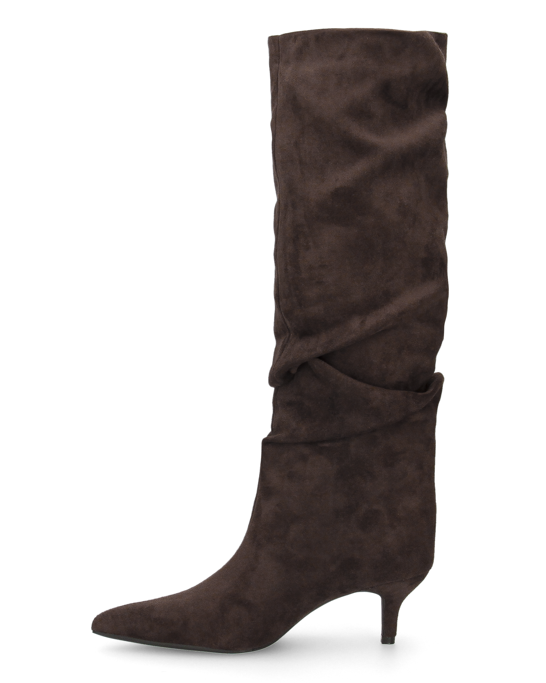 DAPHNE - stivali alti marroni con effetto arricciato sul gambale