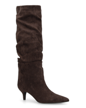 DAPHNE - stivali alti marroni con effetto arricciato sul gambale