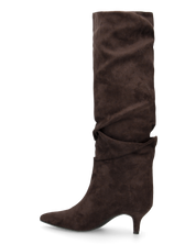 DAPHNE - stivali alti marroni con effetto arricciato sul gambale