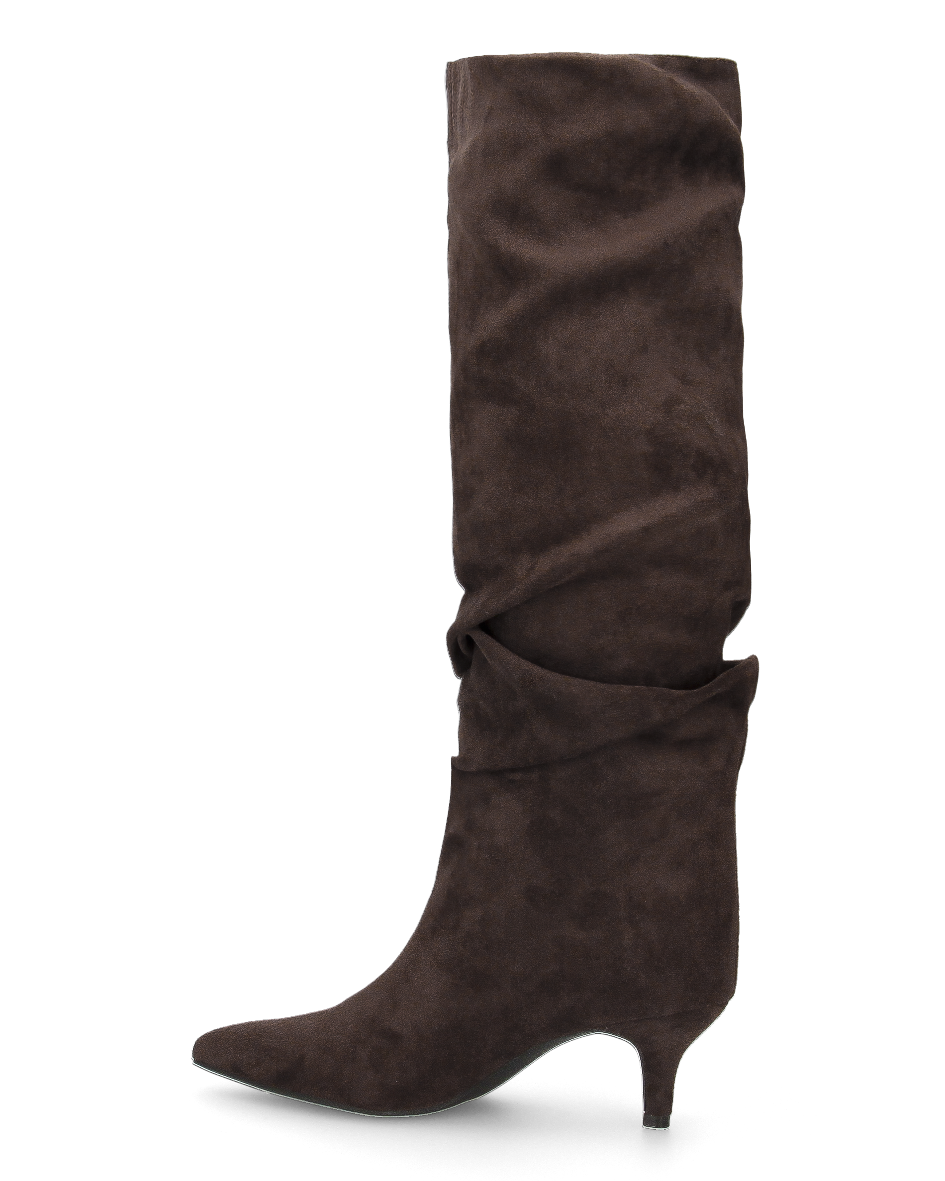 DAPHNE - stivali alti marroni con effetto arricciato sul gambale