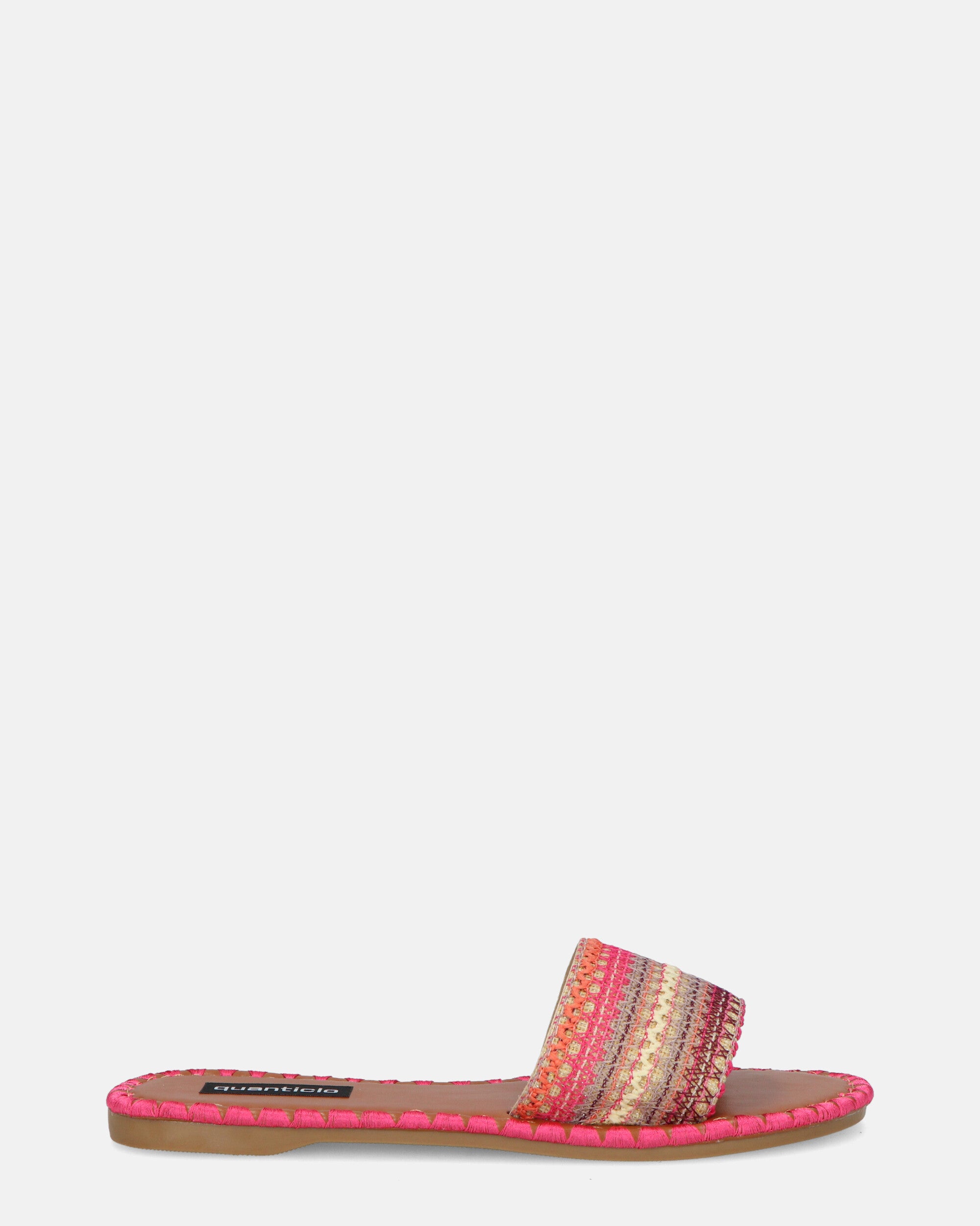 DARIA - ciabattine fuchsia con fascia multicolore ricamata