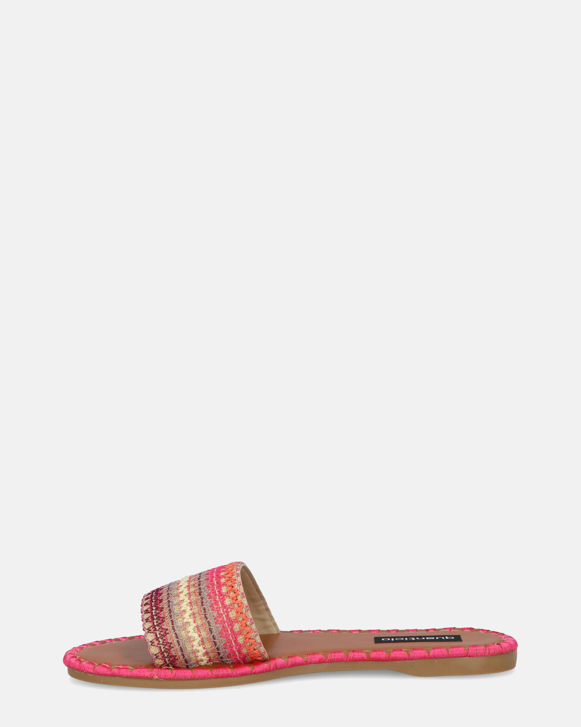 DARIA - ciabattine fuchsia con fascia multicolore ricamata