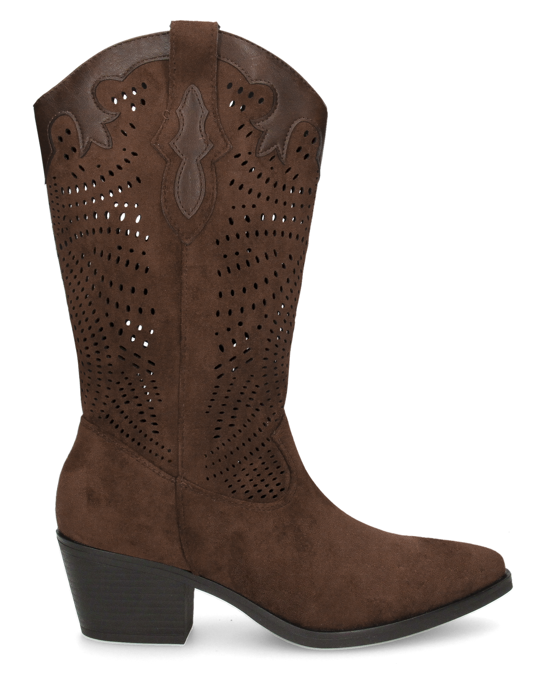 DEBBIE - stivali marrone western con gambale traforato