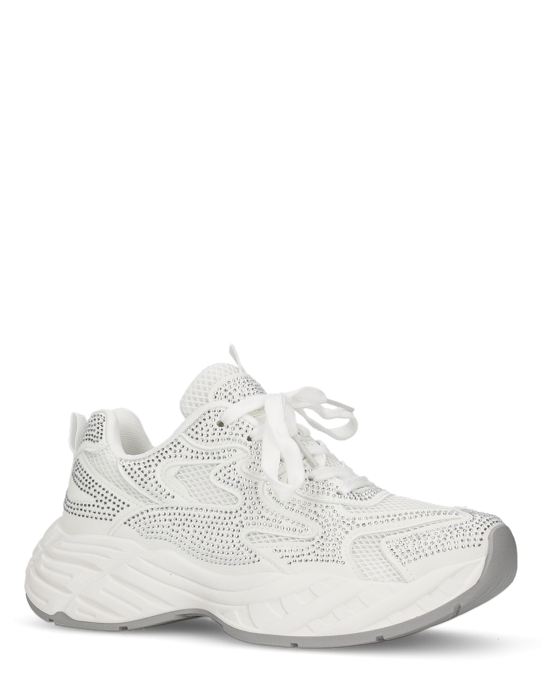 DIANA - Chunky sneakers bianche con tessuto brillantinato