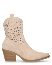 EMA - stivaletti texani beige traforati con tacco a blocco