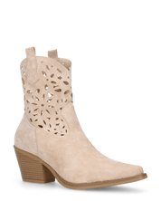 EMA - stivaletti texani beige traforati con tacco a blocco