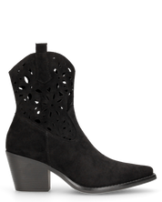 EMA - stivaletti texani neri traforati con tacco a blocco