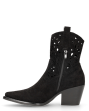 EMA - stivaletti texani neri traforati con tacco a blocco