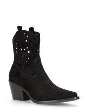 EMA - stivaletti texani neri traforati con tacco a blocco