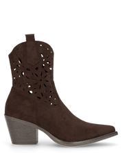 EMA - stivaletti texani marroni traforati con tacco a blocco