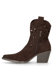 EMA - stivaletti texani marroni traforati con tacco a blocco