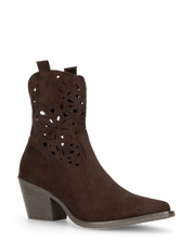 EMA - stivaletti texani marroni traforati con tacco a blocco