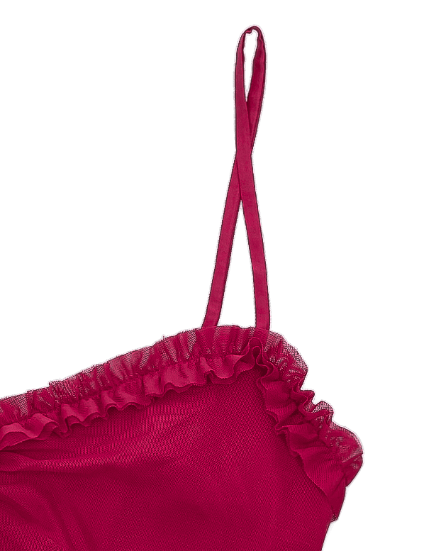 EMMANUELA - vestito bordeaux lungo con fondo asimmetrico e volant