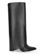 FEDRIKA -  Stivale 2 in 1 in ecopelle nera: da stivale alto a stivaletto con un semplice gesto