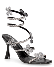 FABIOLA - sandali neri a spirale con fiori glitter