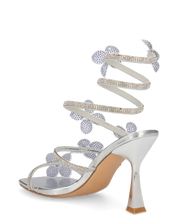 FABIOLA - sandali argentati a spirale con fiori glitter