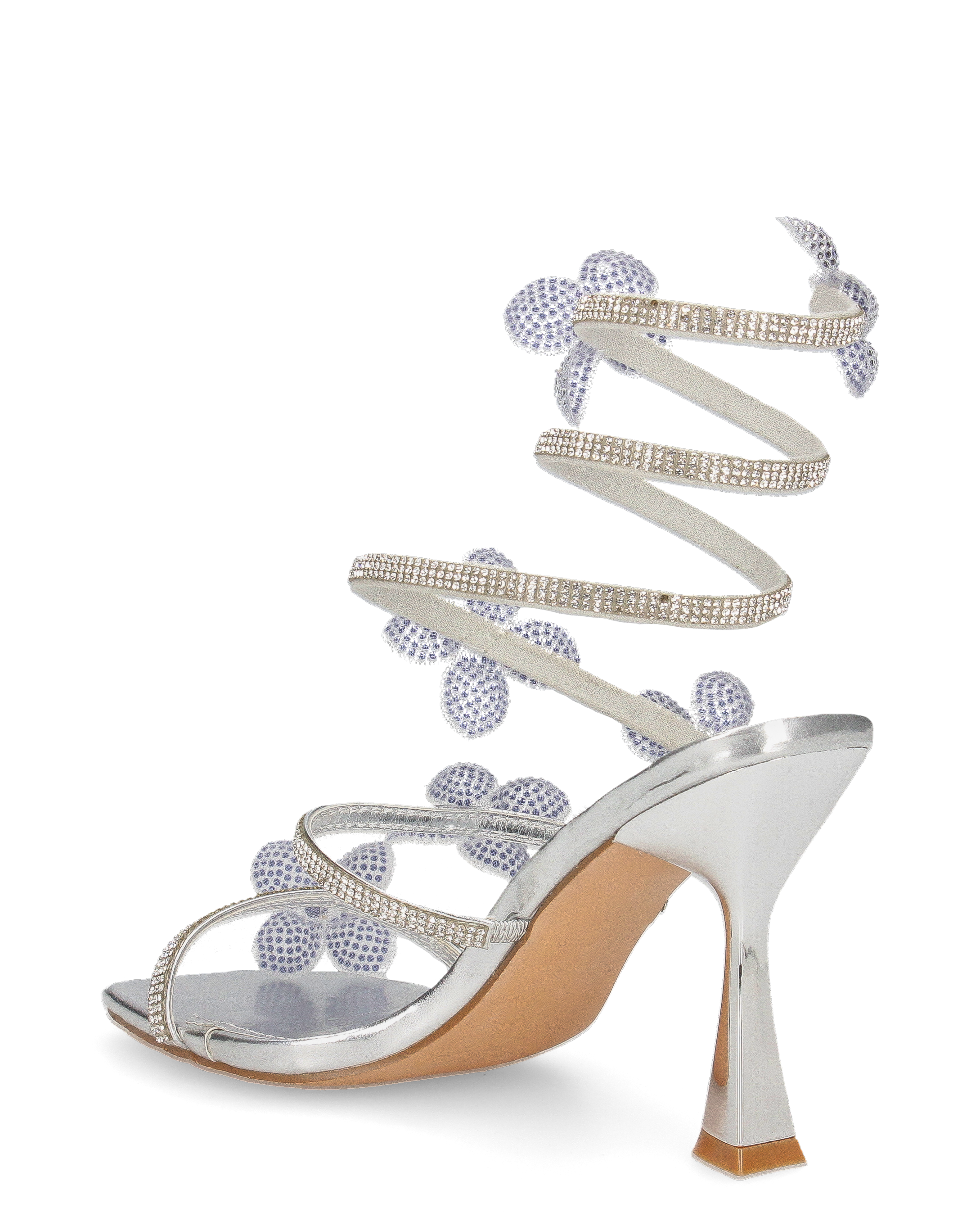 FABIOLA - sandali argentati a spirale con fiori glitter
